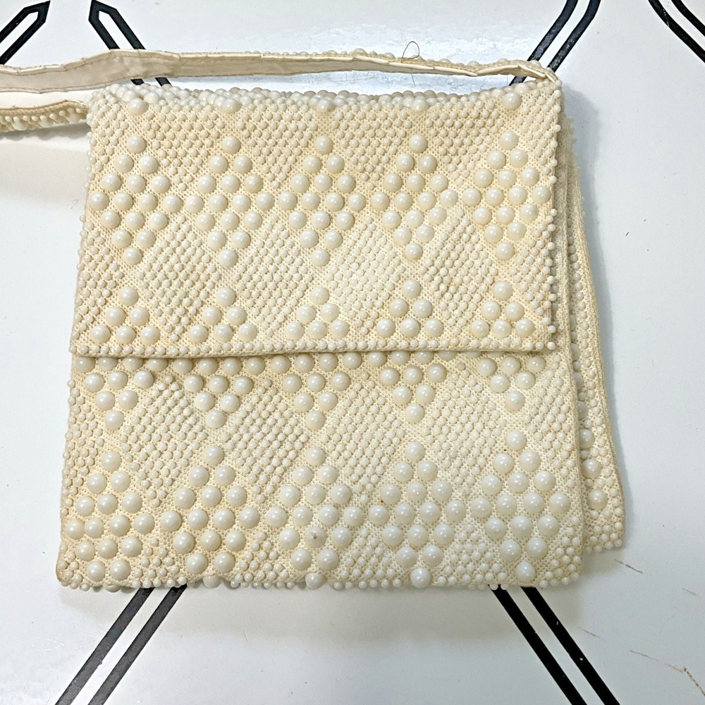 VTG Candy Dot Purse 1960s Plastic Beaded Handbag Pocketbook 2 Compartments - Picture 5 of 16